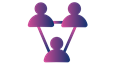 Three icons for people connected by a line