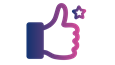 Icon of a thumbs up with a star next to it