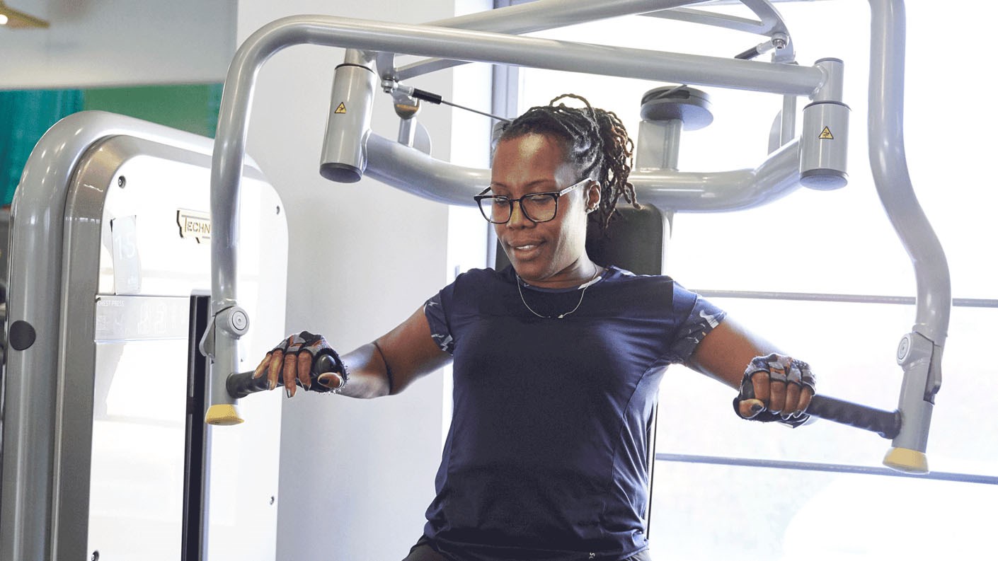 Person using gym equipment