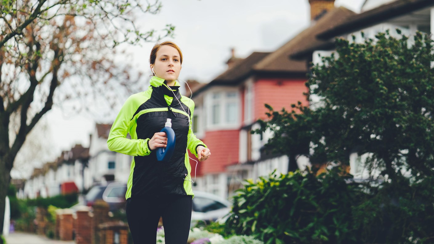 person jogging alone