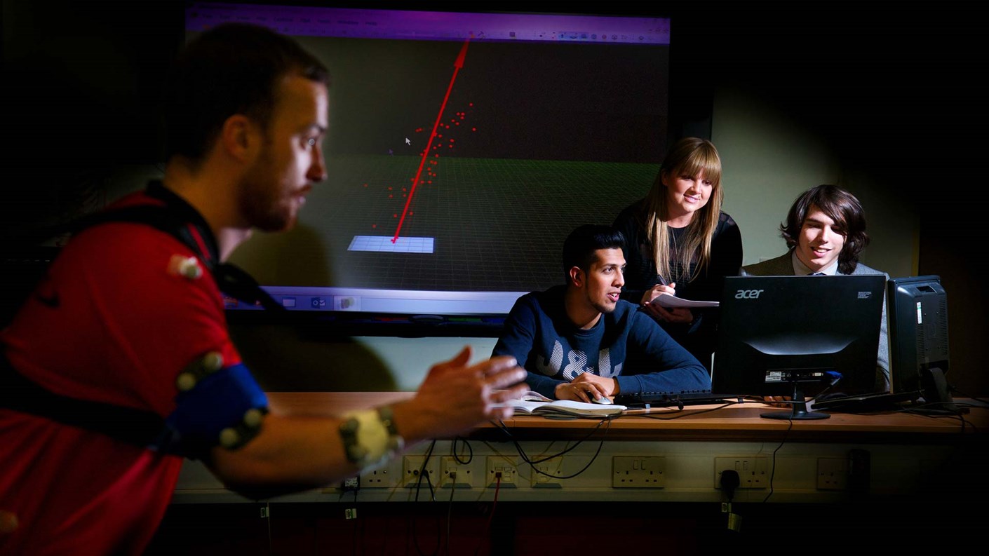 Students testing sports equipment