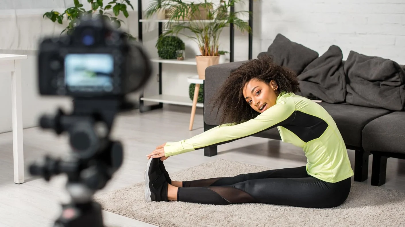 Woman making social media content