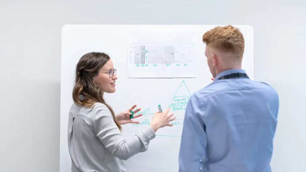 Team members discussing strategy