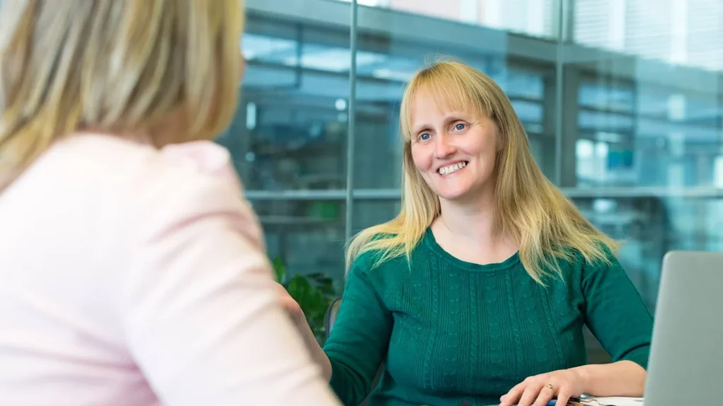 Manager having a conversation with a team member