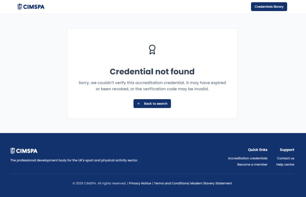 Expired or invalid credentials page.