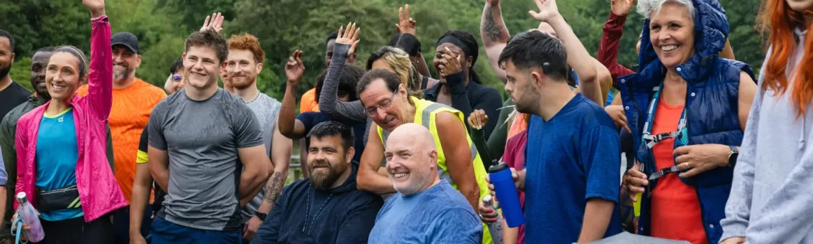 A diverse group of people in a park